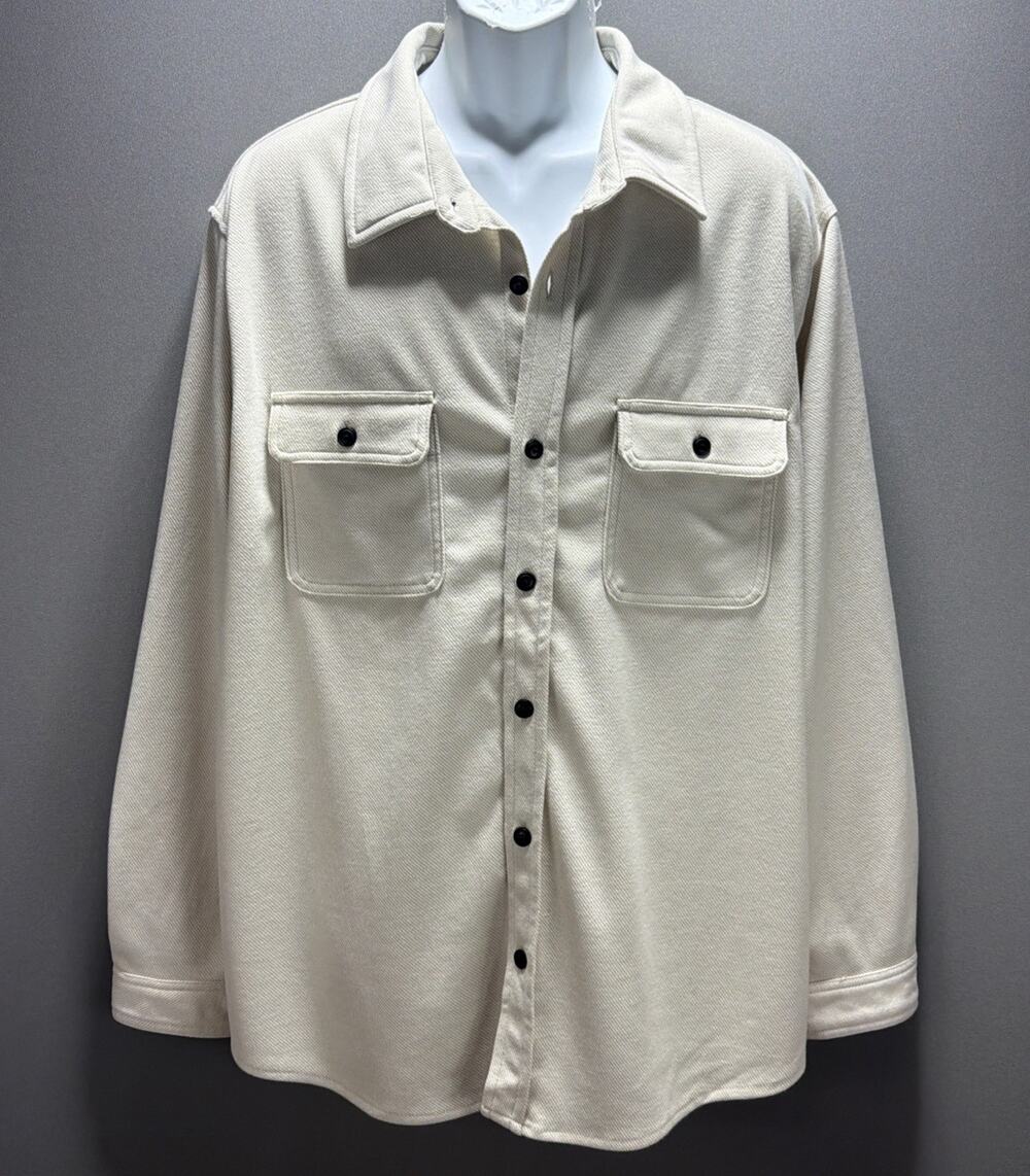 New Men Comfort Wear Soft Shirt Cream Stretch Goodfellow & Co Big 2XL NWT